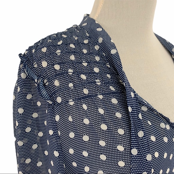 MAX STUDIO | Navy Polka Dot Blouse NWOT - Picture 3 of 12